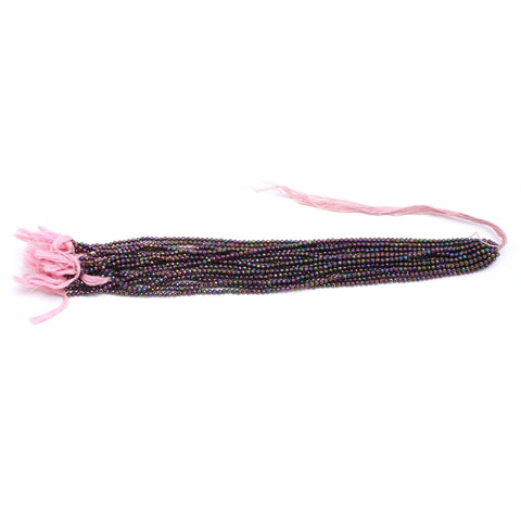Purple Rainbow Coated Black Spinel Rondelle Faceted Beads 12 Inches Strands