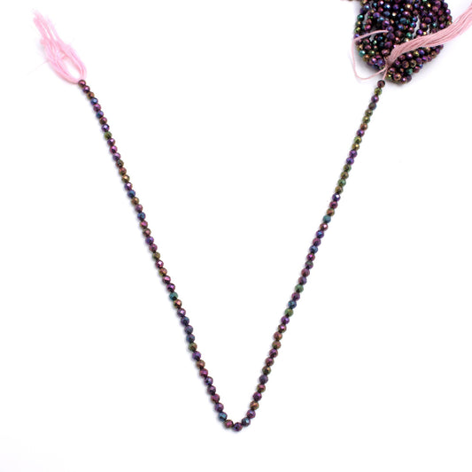 Purple Rainbow Coated Black Spinel Rondelle Faceted Beads 12 Inches Strands