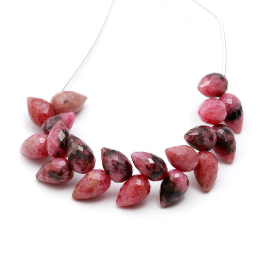 Rhodochrosite Pink Drop Faceted Natural Beads 4 Inches Strands