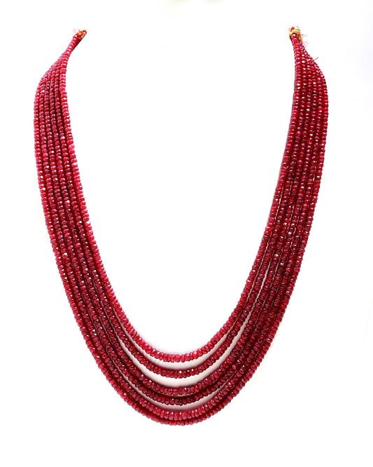 Ruby Red Oval Faceted Natural Beads Necklace 22 Inches