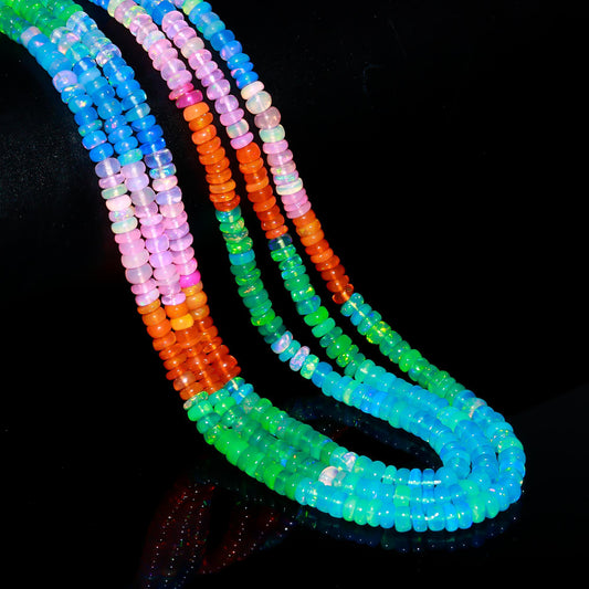 Ethiopian Opal Blue Teal Smooth 3 MM Natural Beads 16 Inches Strands