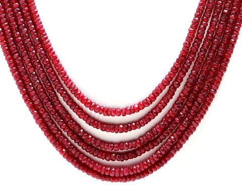 Ruby Red Oval Faceted Natural Beads Necklace 22 Inches