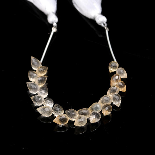 Citrine Brown Drop Shape Faceted Natural Beads 4 Inches Strands