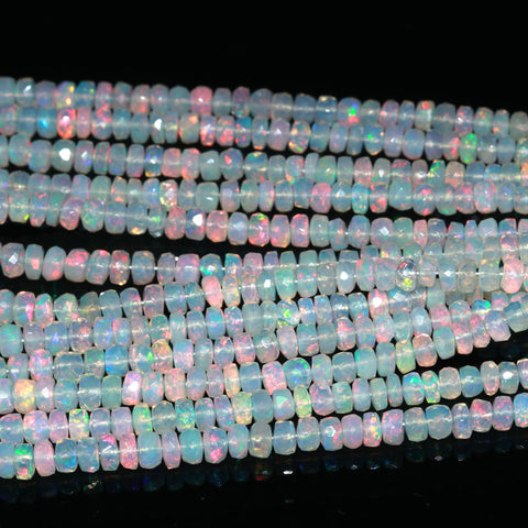 Ethiopian Opal White Tire Faceted Natural Beads 16 Inches Strands