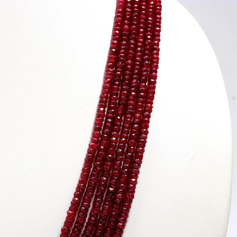 Ruby Red Oval Faceted Natural Beads Necklace 22 Inches