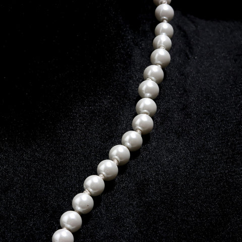 Pearl White Round Carving Natural Beads 22 inches Strands
