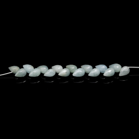 Aquamarine Aqua Color Drop Faceted Natural Beads 4 Inches Strands