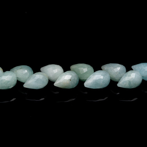 Aquamarine Aqua Color Drop Faceted Natural Beads 4 Inches Strands