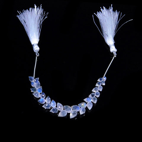 Rainbow Moonstone Drop Carving Natural Beads 4 Inches Strands