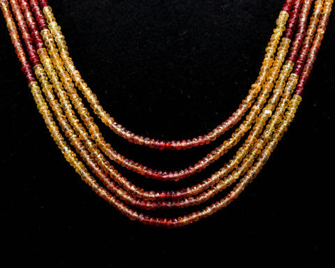 Yellow Sapphire Shaded Orange Sapphire Round Faceted Natural Beads 22 Inches