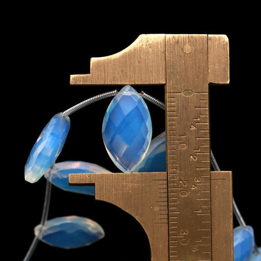 Rainbow Moonstone White Marquise Carving Natural Beads 8 Inches Strands