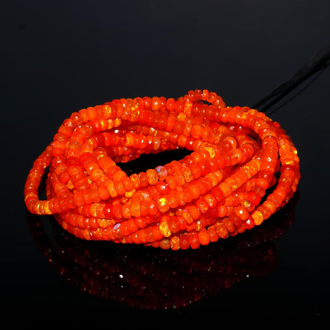 Natural Orange Ethiopian Opal Faceted 5 MM Rondelle Beads 16 Inches Strands For Jewelry Making