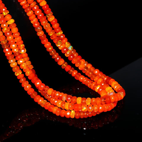Natural Orange Ethiopian Opal Faceted 5 MM Rondelle Beads 16 Inches Strands For Jewelry Making