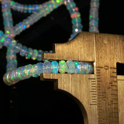 White Ethiopian Opal Beads, Faceted Rondelle 4 MM Beads 16 inches Strands