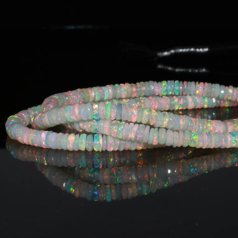 Ethiopian Opal Tire 5 MM  Natural Faceted 16 Inches strands For Jewelry Craft