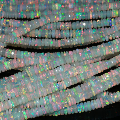 Ethiopian Opal Tire 5 MM  Natural Faceted 16 Inches strands For Jewelry Craft