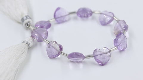 Amethyst Pink Heart Faceted Natural Beads 8 Inches Strands