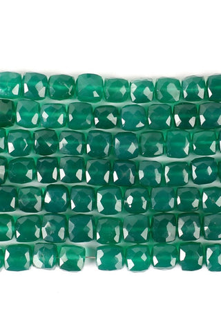 Green Onyx Green Cube Faceted Natural Beads 8 inches Strands