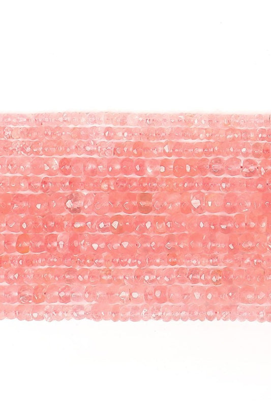 Rose Quartz Pink Rondelle Faceted Natural Beads