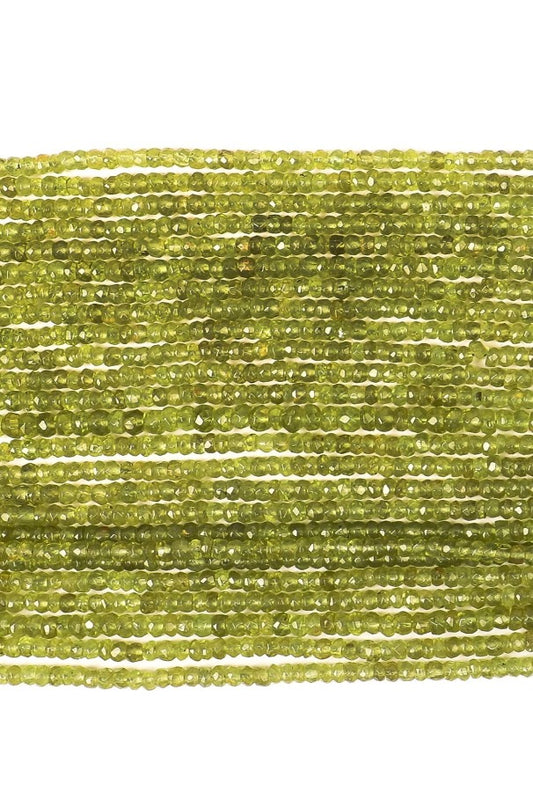 Peridot Green Rondelle Faceted Natural Beads