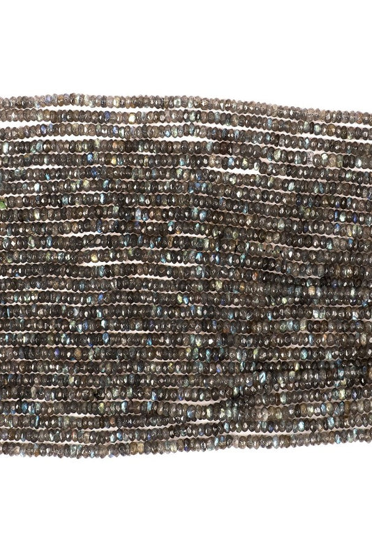 Labradorite Grey Rondelle Faceted Natural Beads