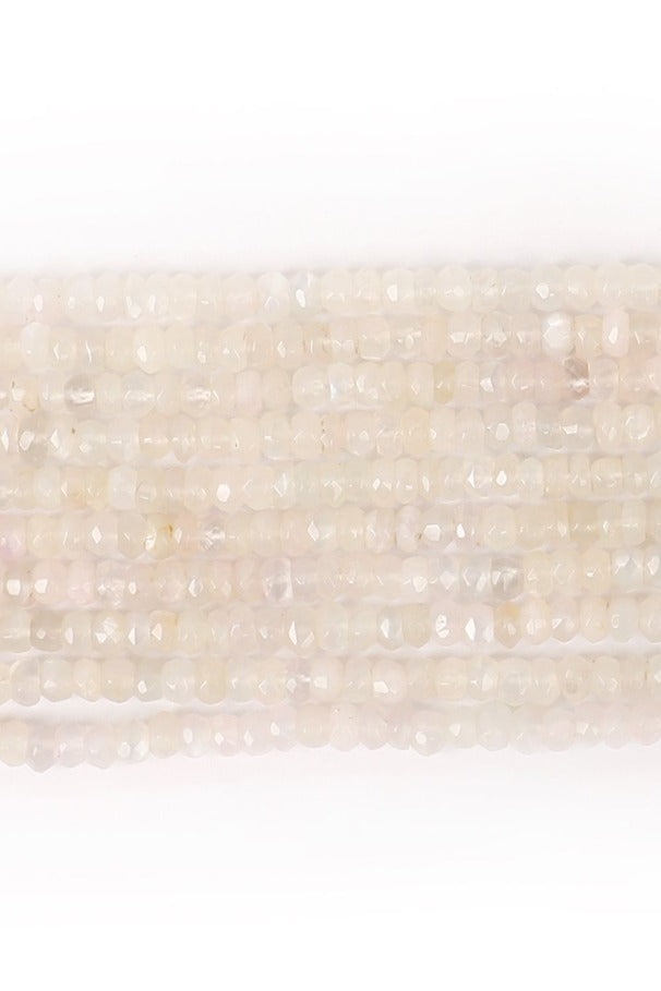 White Moonstone White Rondelle Faceted Natural Beads