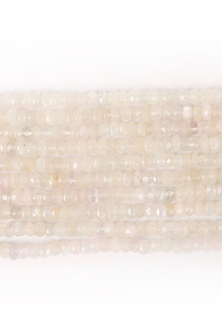 White Moonstone White Rondelle Faceted Natural Beads