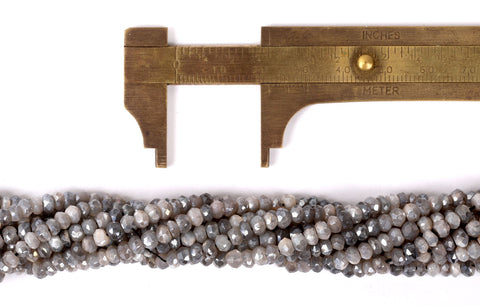 White/Grey Moonstone Rondelle Faceted Natural Beads