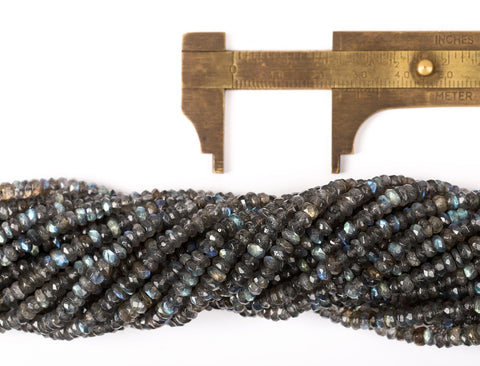 Labradorite Grey Rondelle Faceted Natural Beads