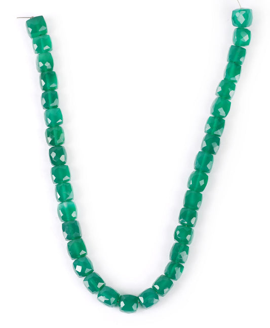 Green Onyx Green Cube Faceted Natural Beads 8 inches Strands