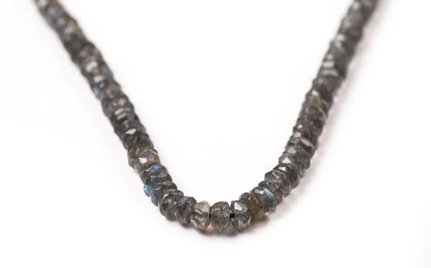 Labradorite Grey Rondelle Faceted Natural Beads