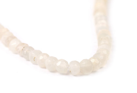 White Moonstone White Rondelle Faceted Natural Beads