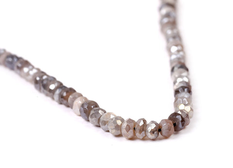 White/Grey Moonstone Rondelle Faceted Natural Beads