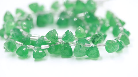 Green Strawberry Quartz Green Triangle Faceted Natural Beads 8 Inches Strands