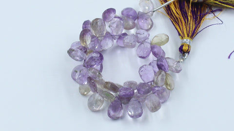 Ametrine Purple Drop Faceted Natural Beads 8 Inches Strands