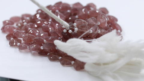 Pink Strawberry Quartz Pink Hexagon Faceted Natural Beads 8 Inches