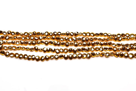 Pyrite Gold Coin Faceted Coating Beads
