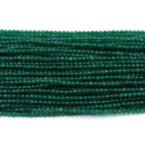 Green Onyx Green Round Faceted Natural Beads 12.5 Inches Strands