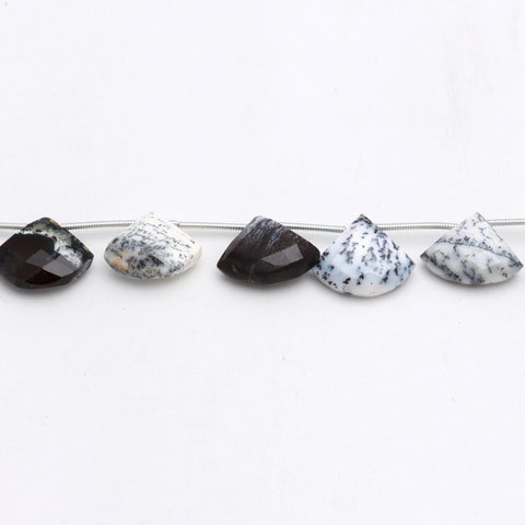 Dendrite Opal Grey Axe Smooth Natural Beads 8 Inches Strands