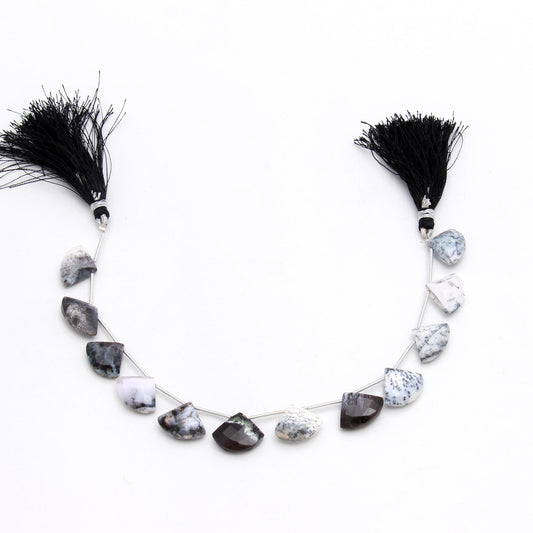 Dendrite Opal Grey Axe Smooth Natural Beads 8 Inches Strands