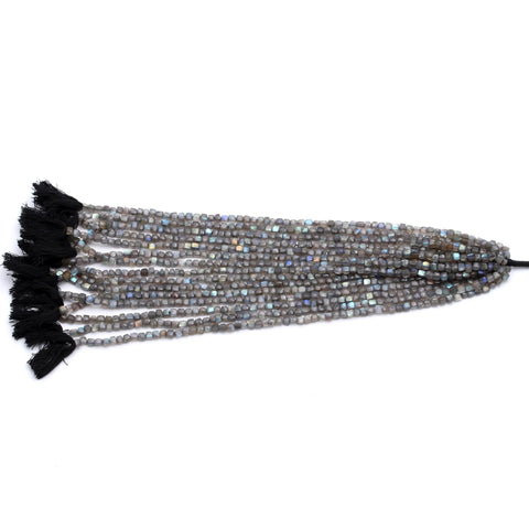 Labradorite Grey Cushion Faceted Natural Beads 12.5 Inches Strands