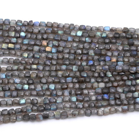 Labradorite Grey Cushion Faceted Natural Beads 12.5 Inches Strands