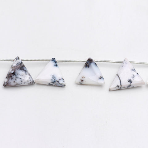 Dendrite Opal Grey Triangle Faceted Natural Beads 8 Inches Strands
