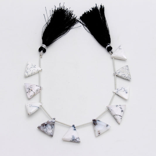 Dendrite Opal Grey Triangle Faceted Natural Beads 8 Inches Strands