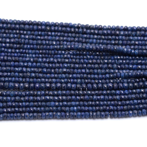 Sapphire Blue Round Faceted Natural Beads 12.5 Inches Strands