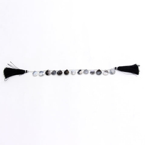 Dendrite Opal Grey Pear Faceted Natural Beads 8 Inches Strands