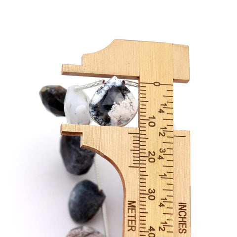 Dendrite Opal Grey Pear Faceted Natural Beads 8 Inches Strands