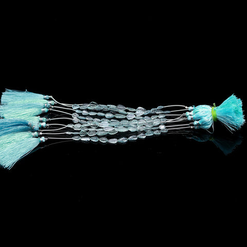 Aquamarine Blue Leaf Carving Natural Beads 4 Inches Strands