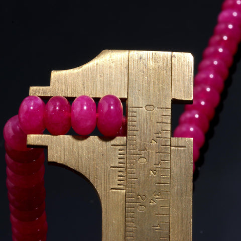 Fuschia Quartz Rondelle Smooth Natural Beads 13.5 Inches Strands