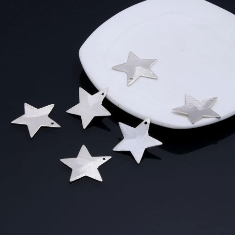 Silver Coated Brass Solid 25MM Star Blank